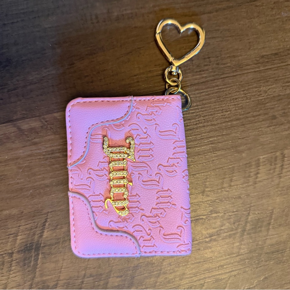 Juicy Couture Pink Card Holder with Gold Heart Charm